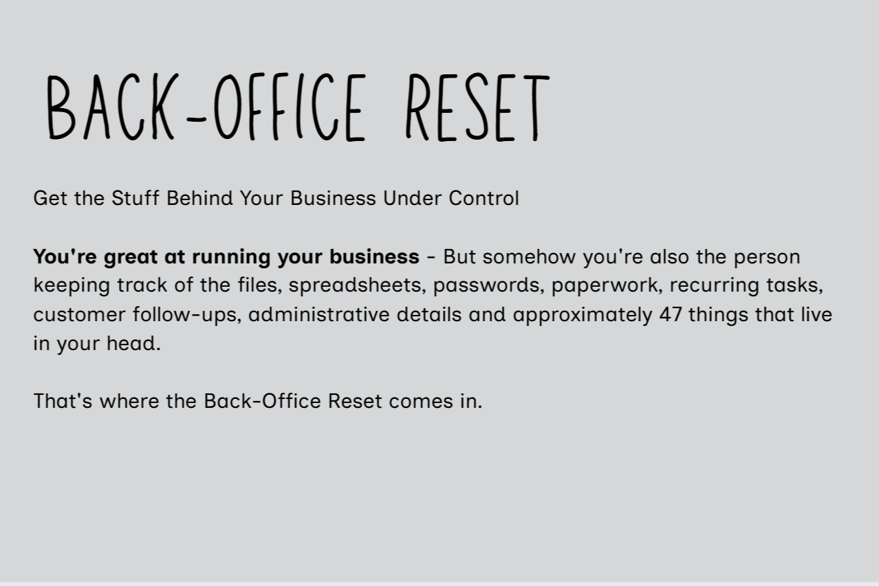 Small Business Back-Office Reset