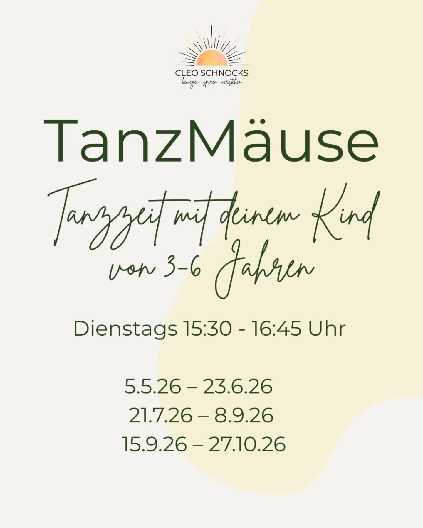 Mehr Freude, mehr N&auml;he, mehr Tanz! Dein Kind entdeckt Bewegung und Ausdruck, w&auml;hrend ihr gemeinsam eure Verbindung st&auml;rkt. Leicht, spielerisch und voller Lachen. Lass uns das Leben tanzen im @zwergennest_hanau 👶💛

Melde dich jetzt an