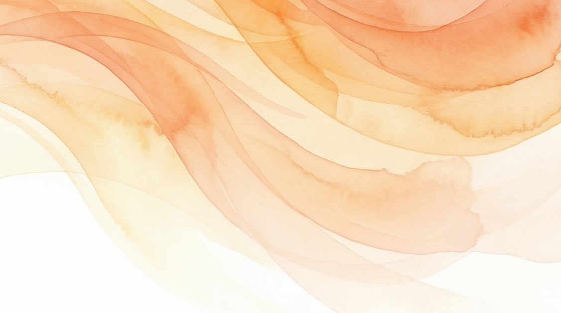 Abstraktes Wasserfarbenbild mit weichen orangfarbenen und hellgelben Wellenmustern