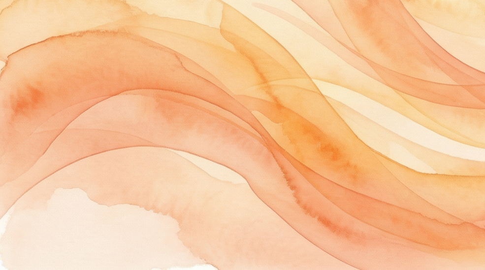 Abstrakte aquarellartige Wellen in warmen Orange- und Cremetönen