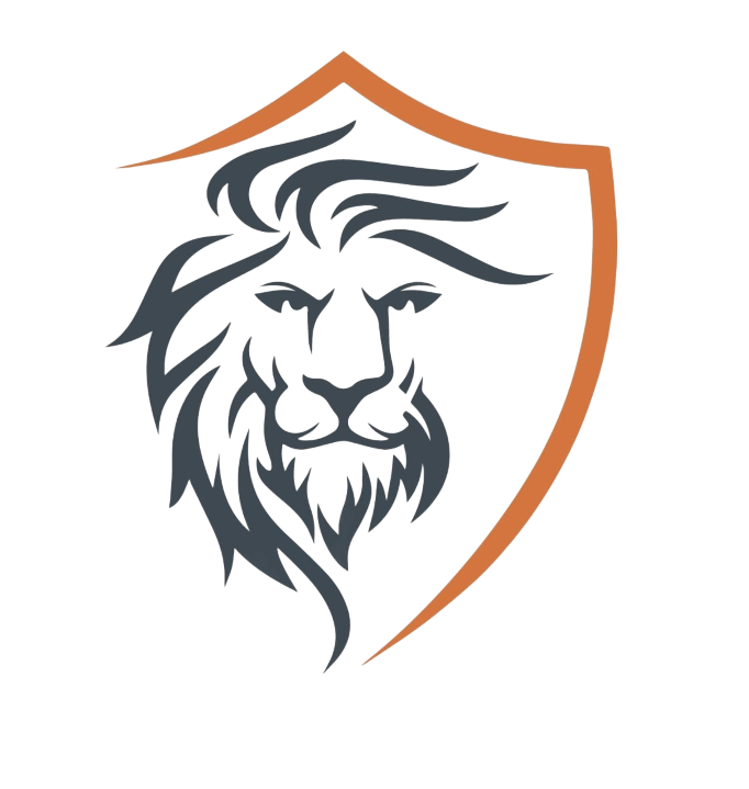 Ein Logo mit einem Löwenkopf, der von einem schützenden Schild umgeben ist. Das Logo bzw. Wappen der Firma Bee-d-Tech.