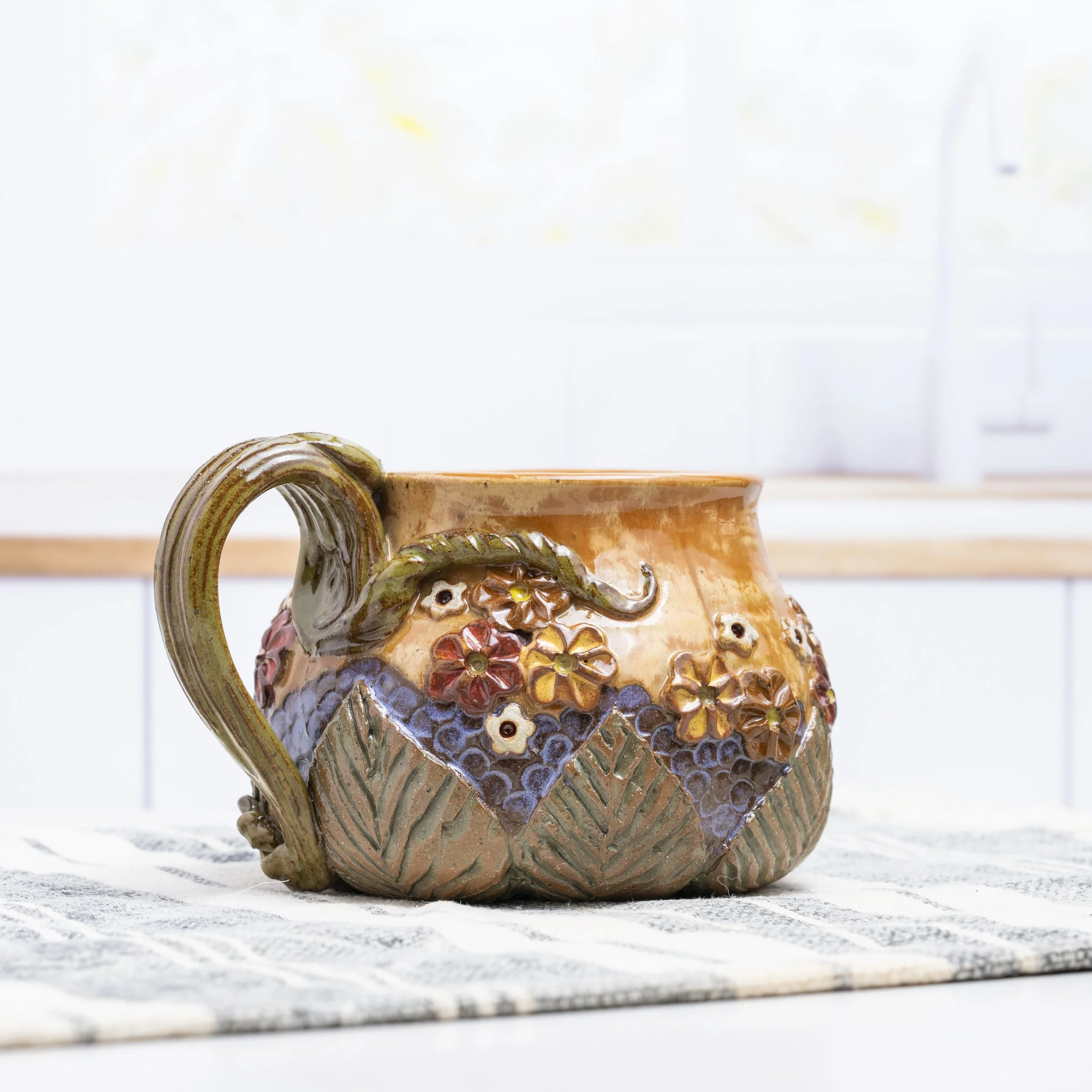 Autumn Flowers on Pumpkin Mug No.2