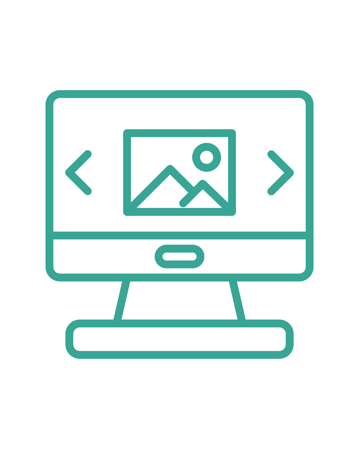 Symbolbild eines Computers mit Bildbearbeitungssymbolen auf dem Bildschirm.