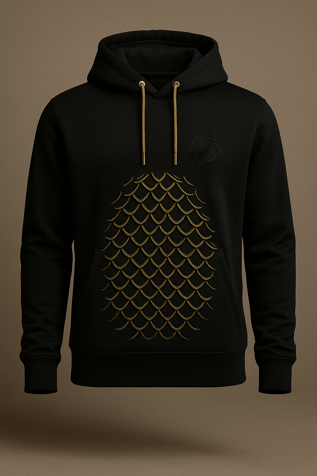Moletom Dragão Negro com Detalhes Dourados