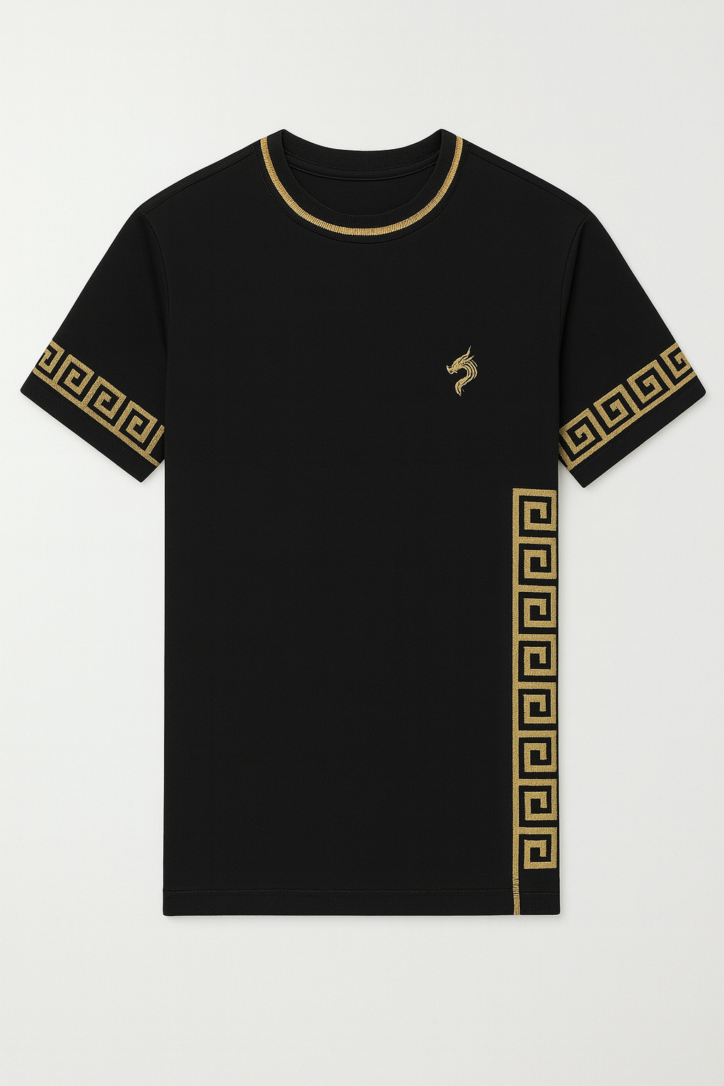 Camiseta Preta de Luxo com Detalhes Dourados