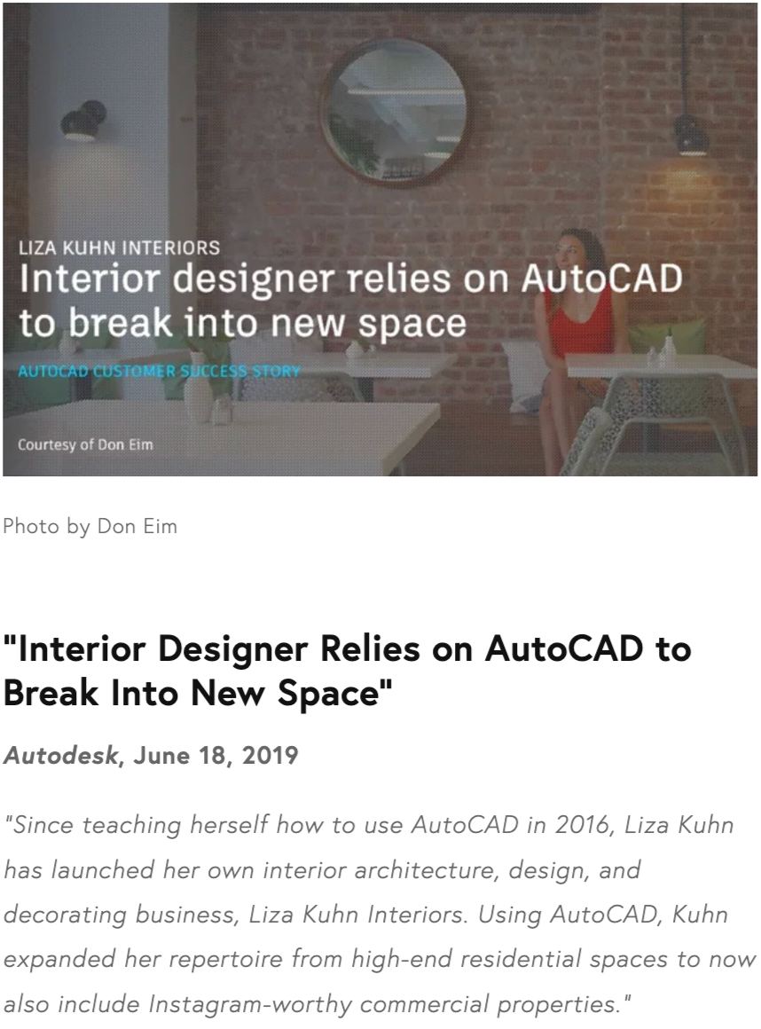 "Interior Designer Relies on AutoCAD to Break Into New Space”