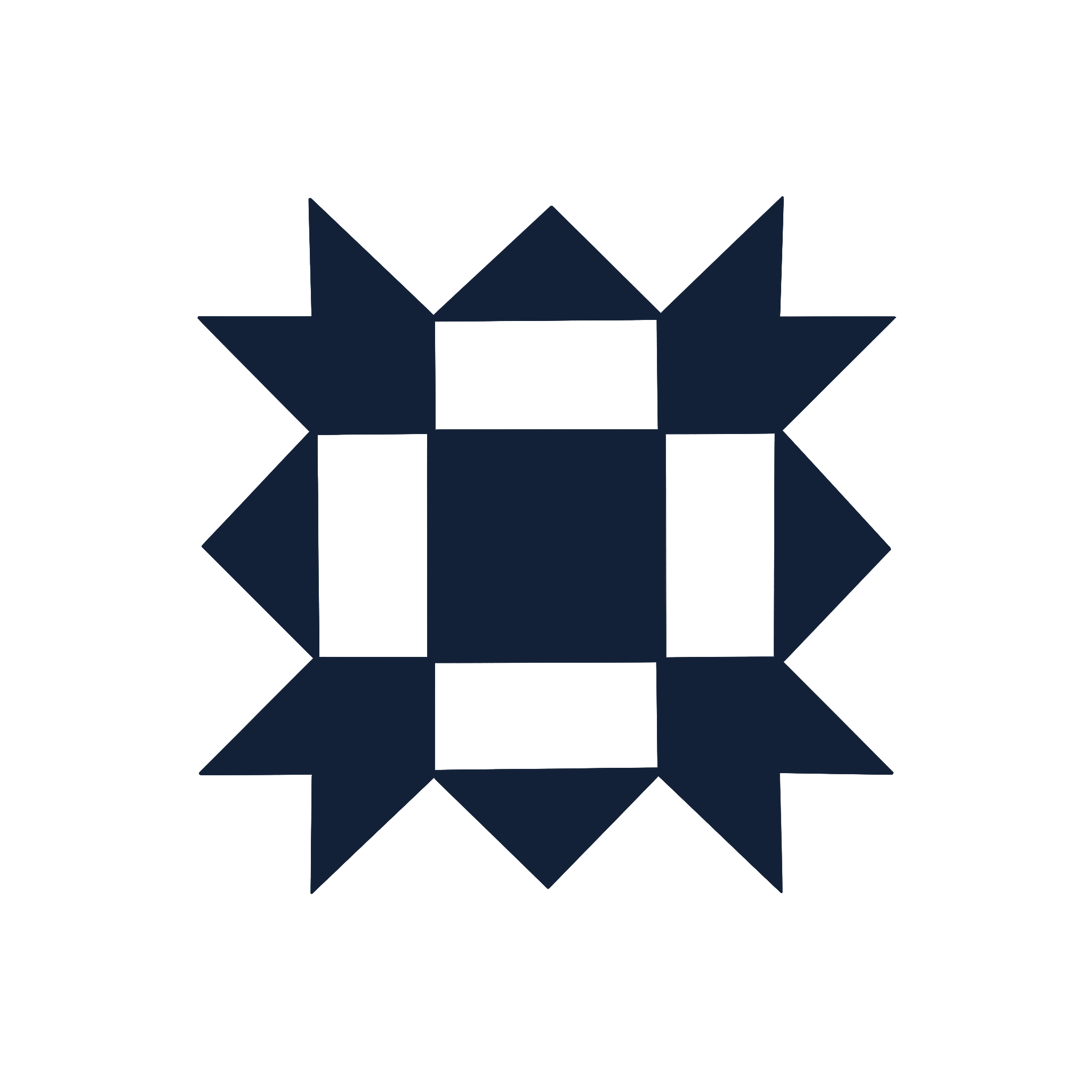 Black abstract graphic design with sharp, geometric shapes and lines.