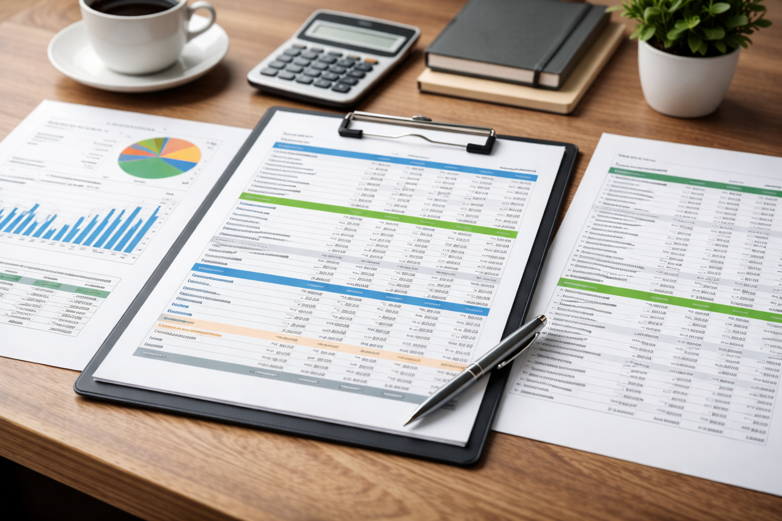 Organized small business financial spreadsheets used for professional bookkeeping and monthly financial reporting