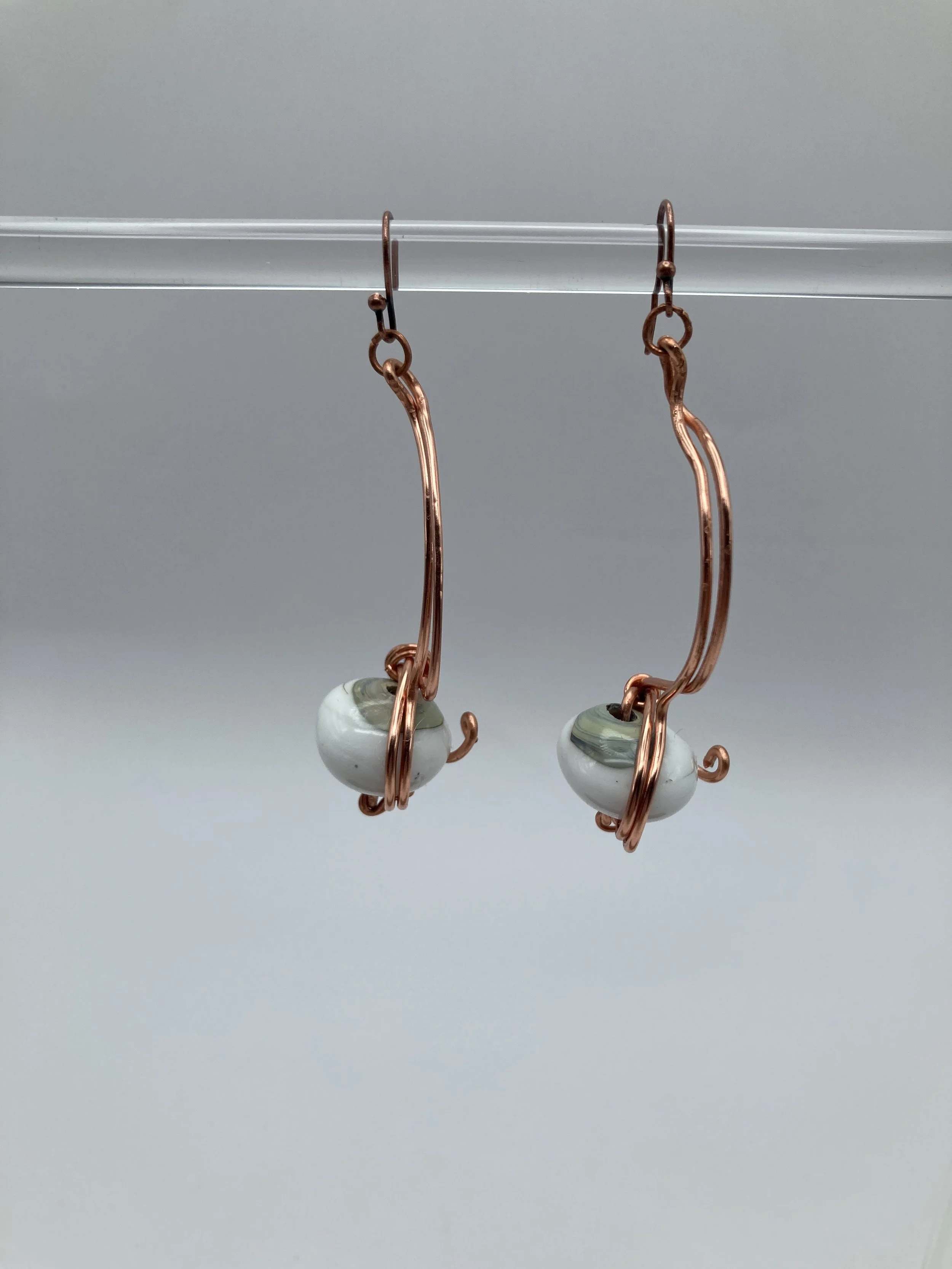 Earrings Two-Tone Glass Bead modern style hanging