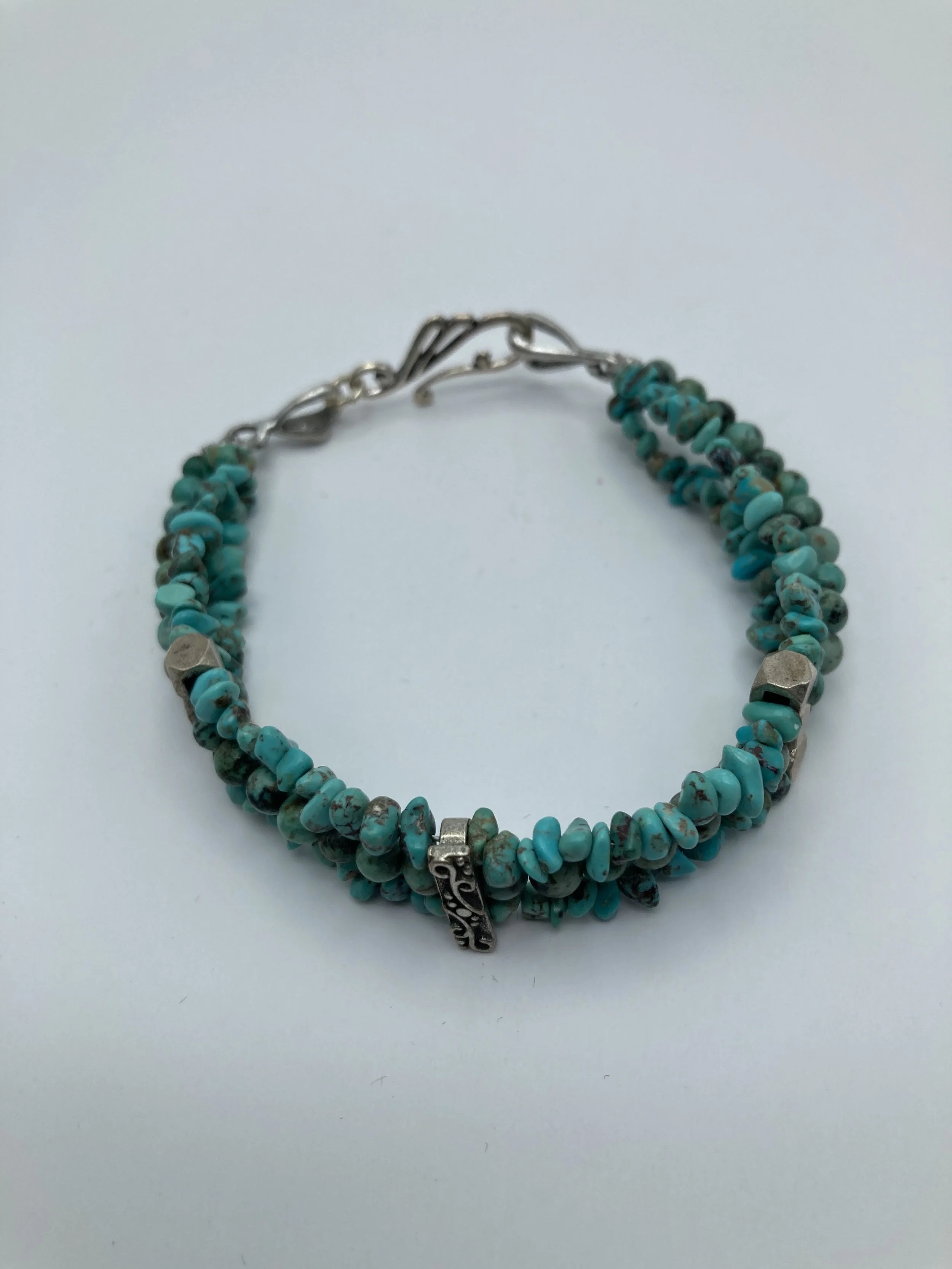 bracelet 3 strand Turquoise w silver