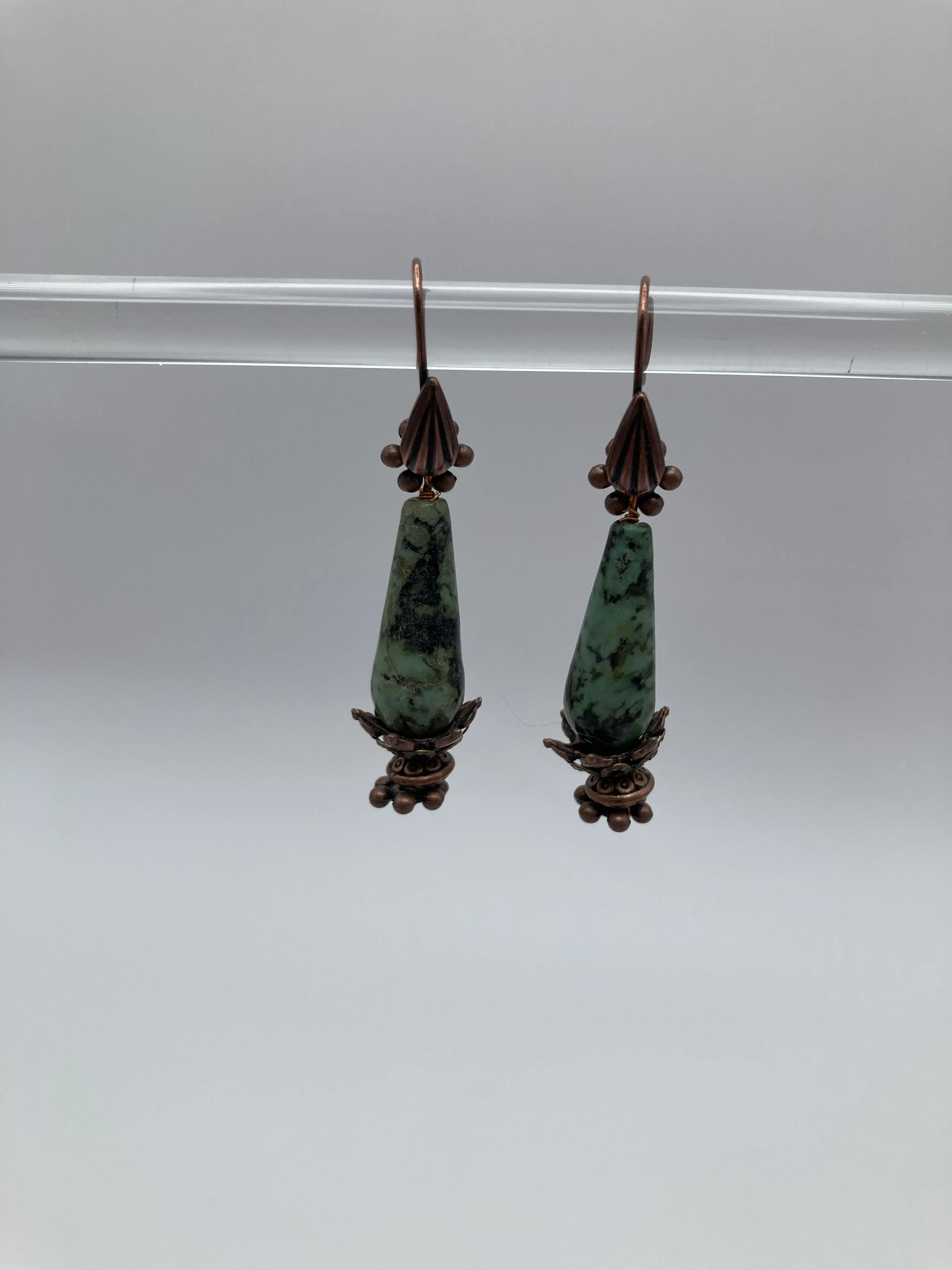 earrings w african turquoise with embelishments