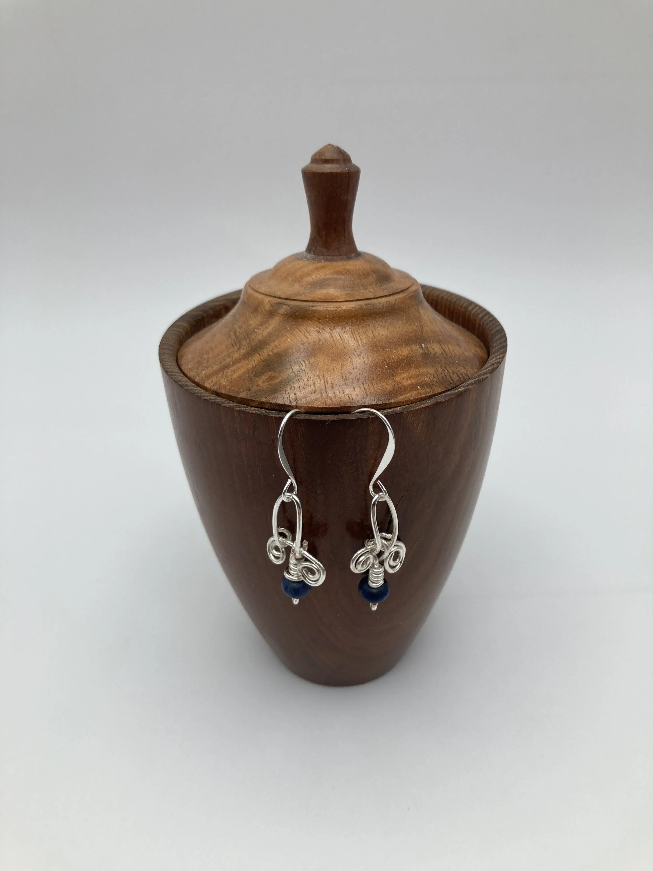 earrings silver wrapping w black onyx beads