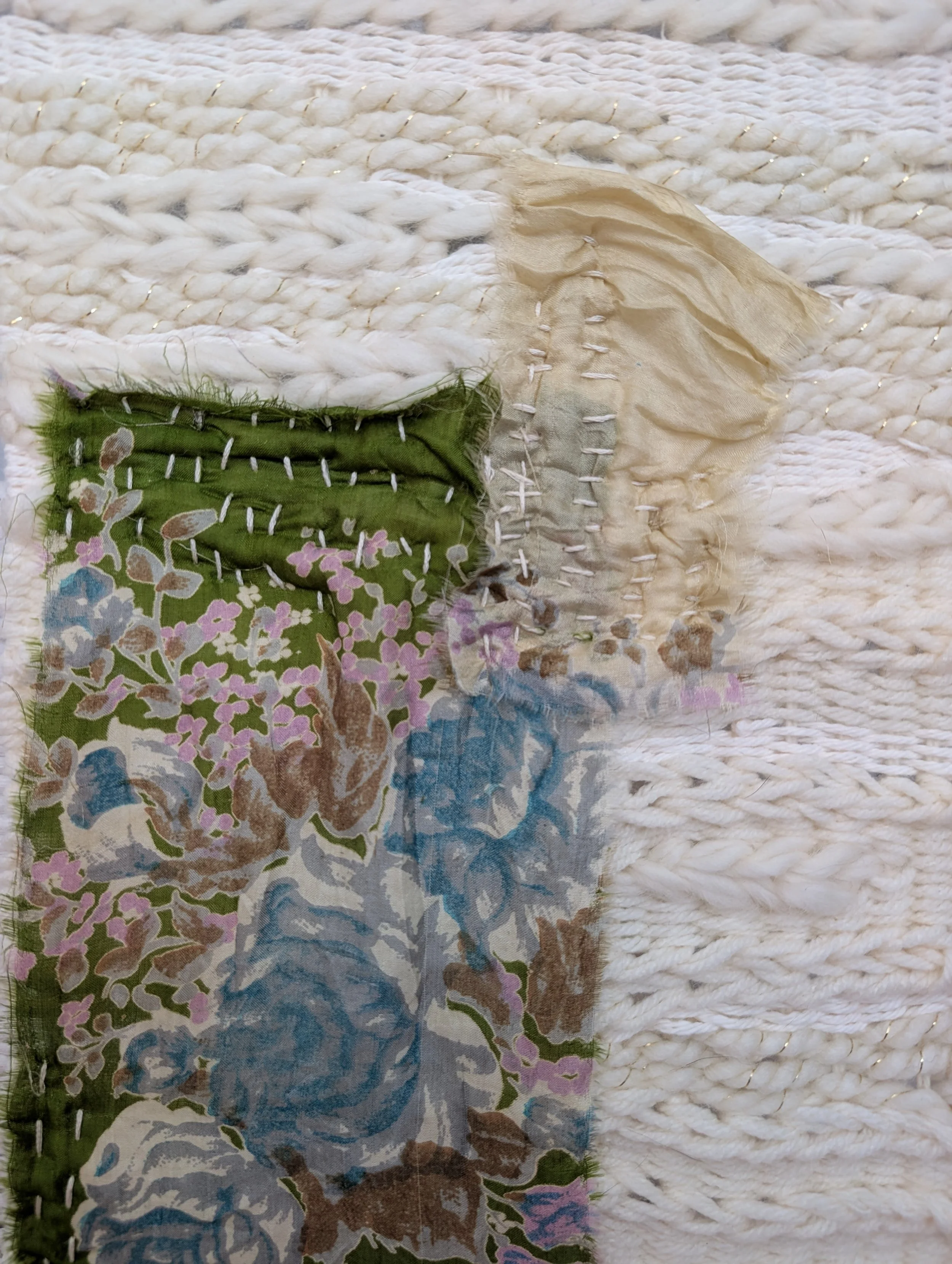 Kantha Quilt Inspired Handmade Woven Wall Hanging Fiber Art by Holly Cromer