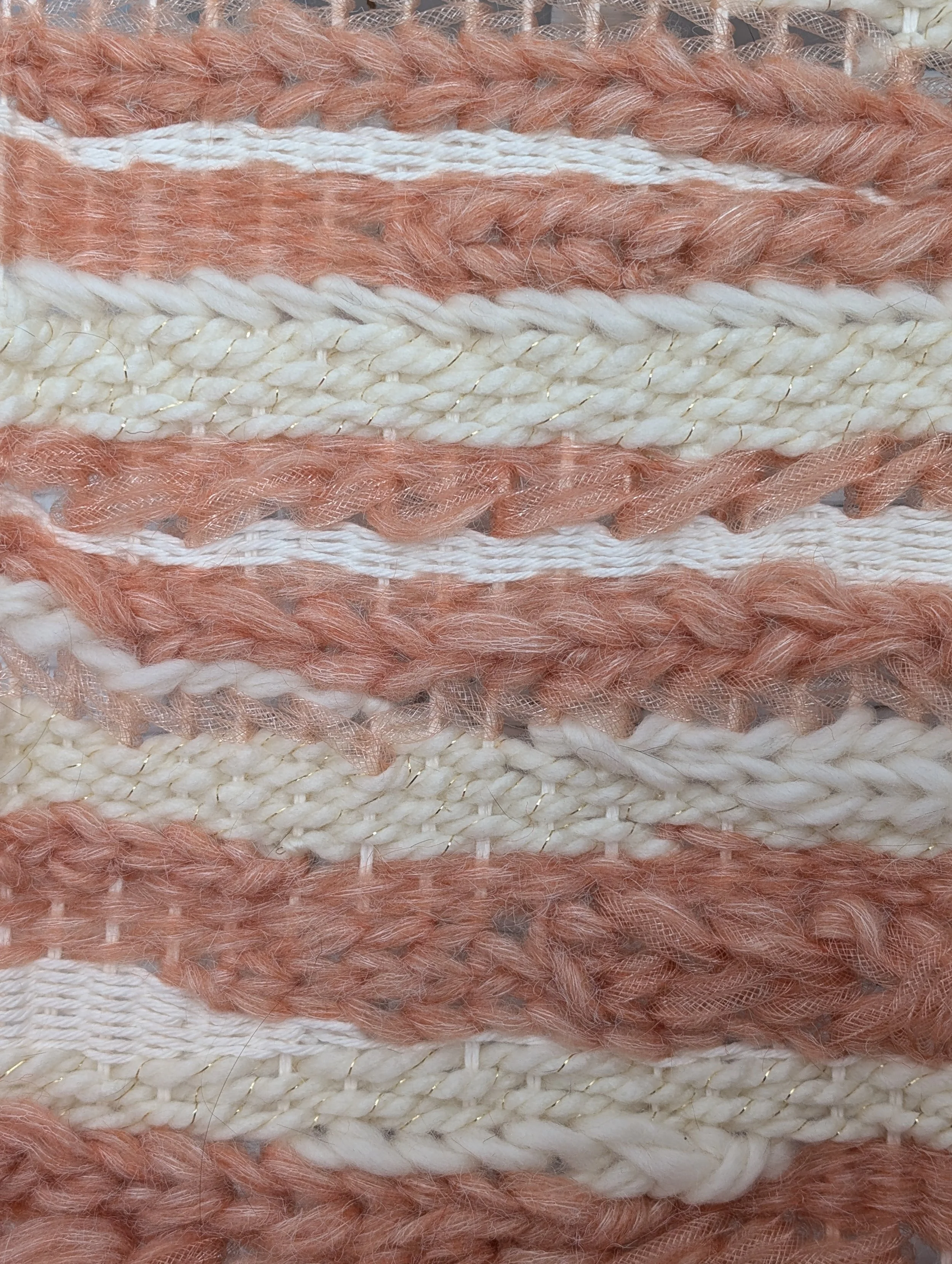 Peaches and Cream Handmade Woven Wall Hanging Fiber Art by Holly Cromer