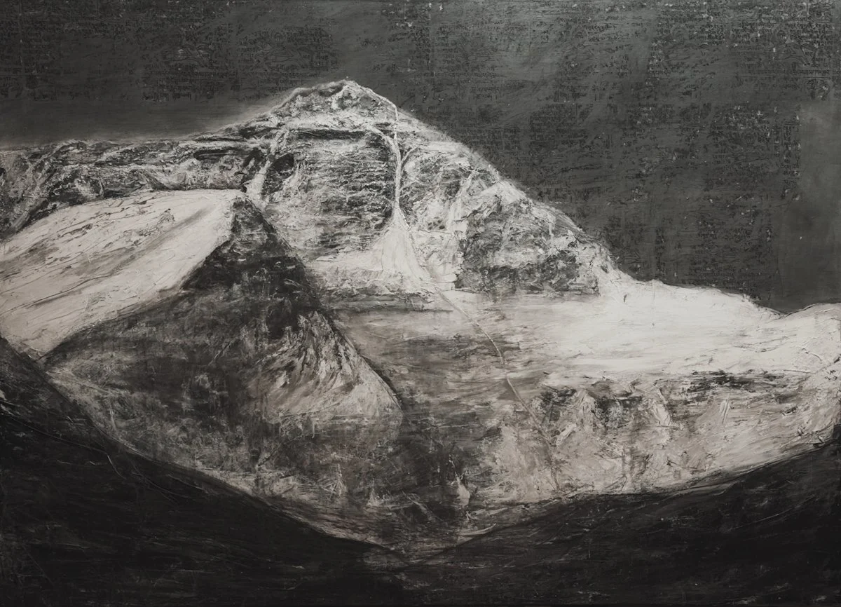 HORNBEIN AND JAPANESE COULOIR

Mixed Media, Acrylic, and Silver on Canvas 
48” x 64”      2025