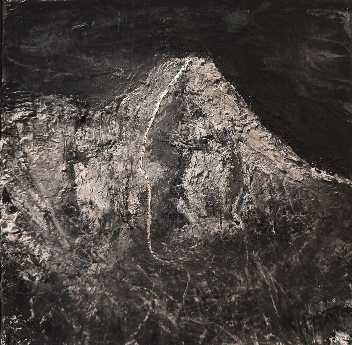 SOUTHEAST FACE MOUNT STIMSON

Mixed Media, Acrylic, and Silver on Canvas 
12” x 12”      2025