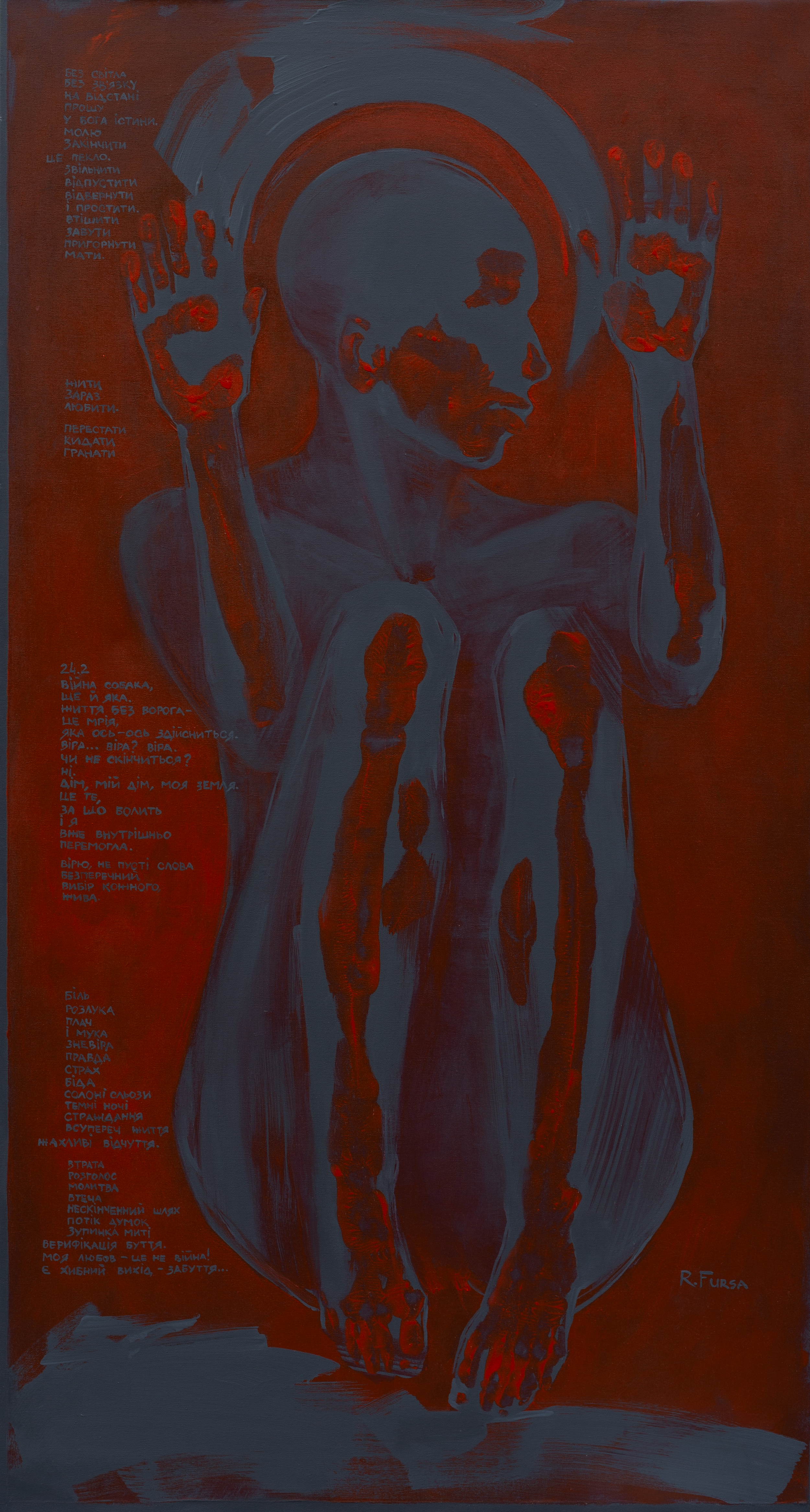 Prayer in Red, 2024  
52 × 28 in