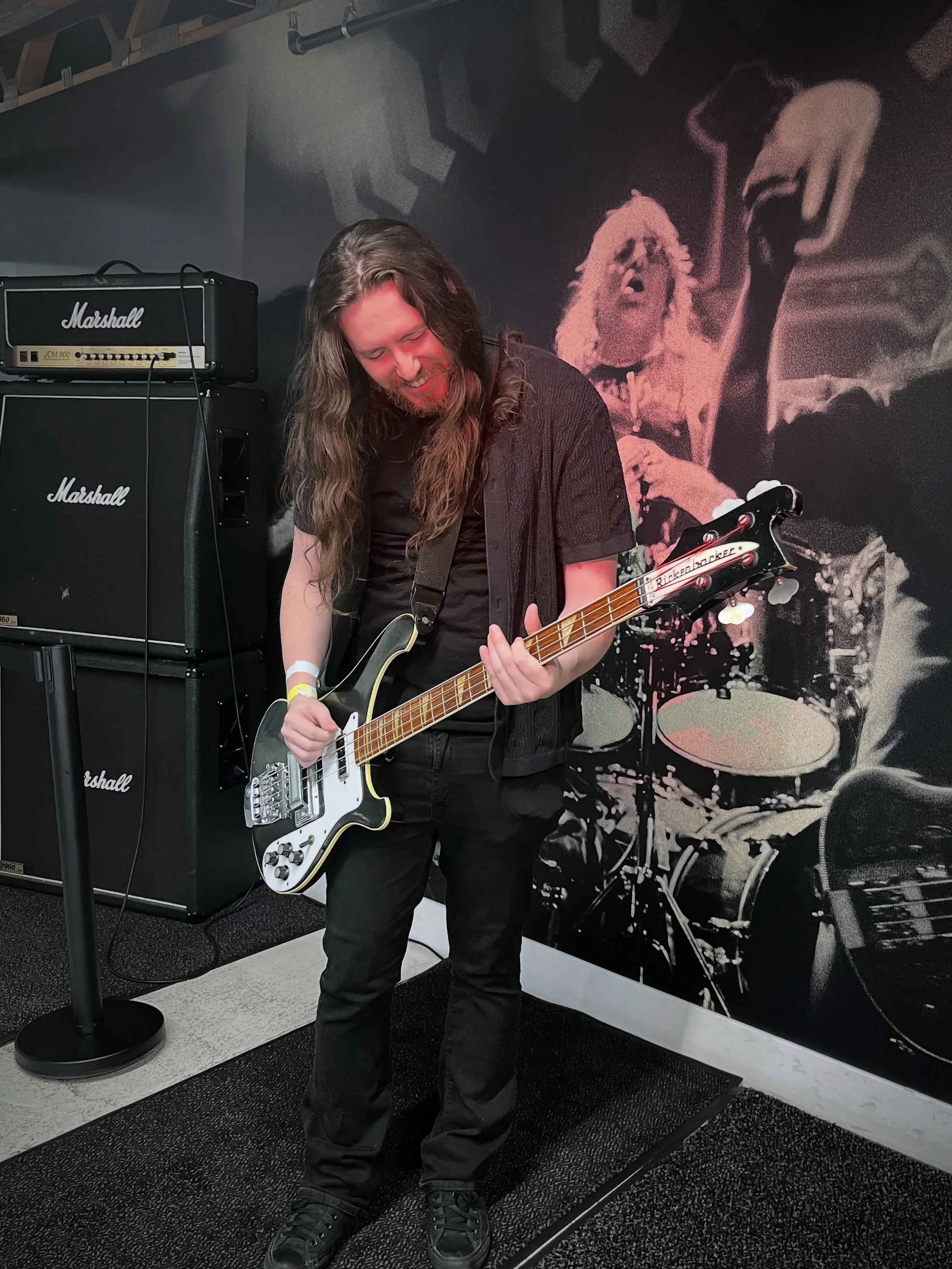 Our drummer boy Mitchell got to play Lemmy&rsquo;s bass at @thepunkrockmuseum 😱😱😱 We told him to steal it but he said no and that&rsquo;s why we&rsquo;re kicking him out of the band