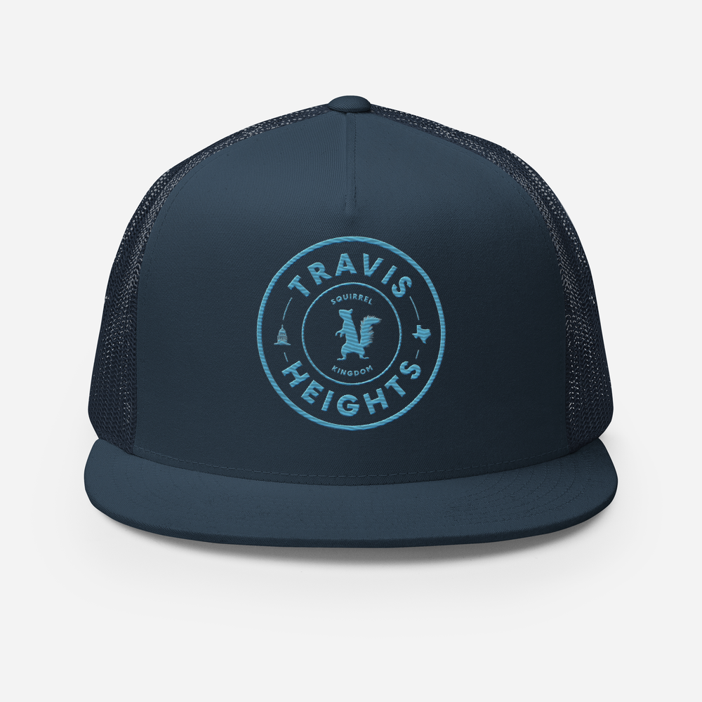 Travis Heights, Dark Blue, Squirrel Kingdom, Mesh Back, Snap back hat.