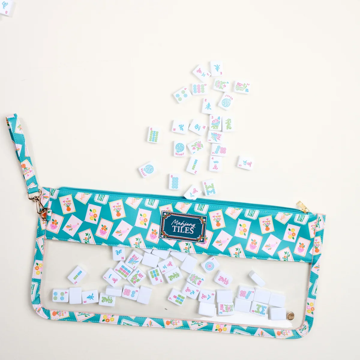 It's Mahj Time Teal Mahjong Tile Keeper Pouch