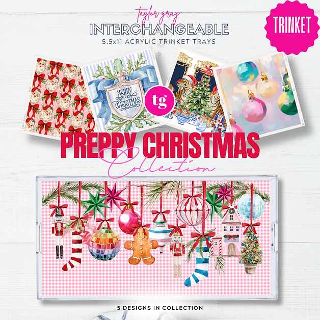 Preppy Christmas Trinket Tray insert set ONLY