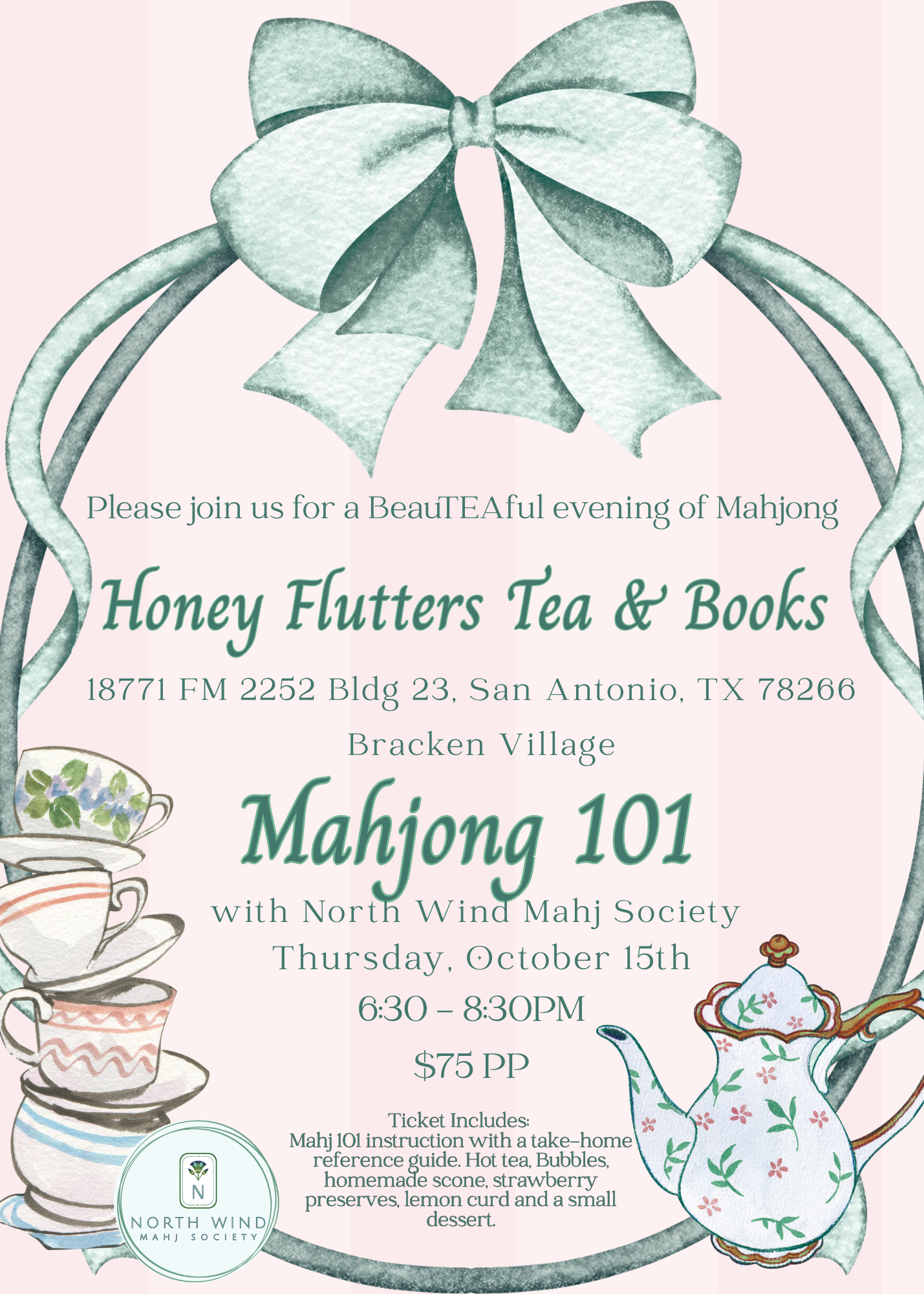 Tea and Mahj at Honey Flutters | 10/15 Mahj 101