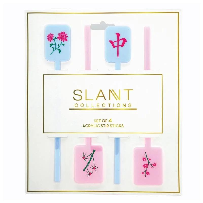 Slant Acrylic Stir Sticks - Mahjong - Set of 4