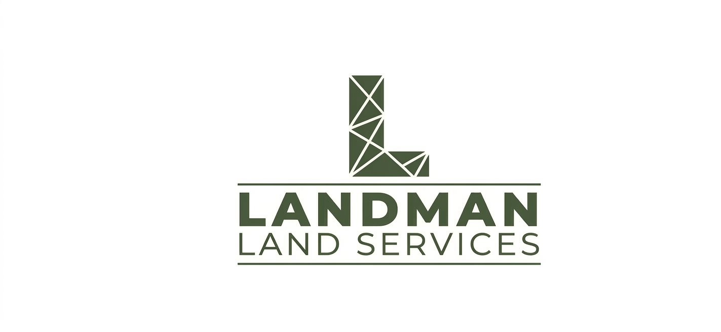 Logo for Landman Land Services featuring a stylized letter 'L' with geometric patterns and the company name beneath it.