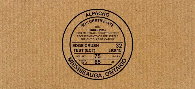 Corrugated Carton/ box certificate. Local made in Mississauga, Canada