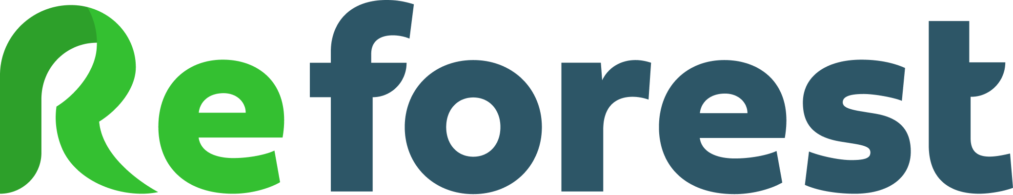 Logo reading 'reforest' in green and dark gray letters