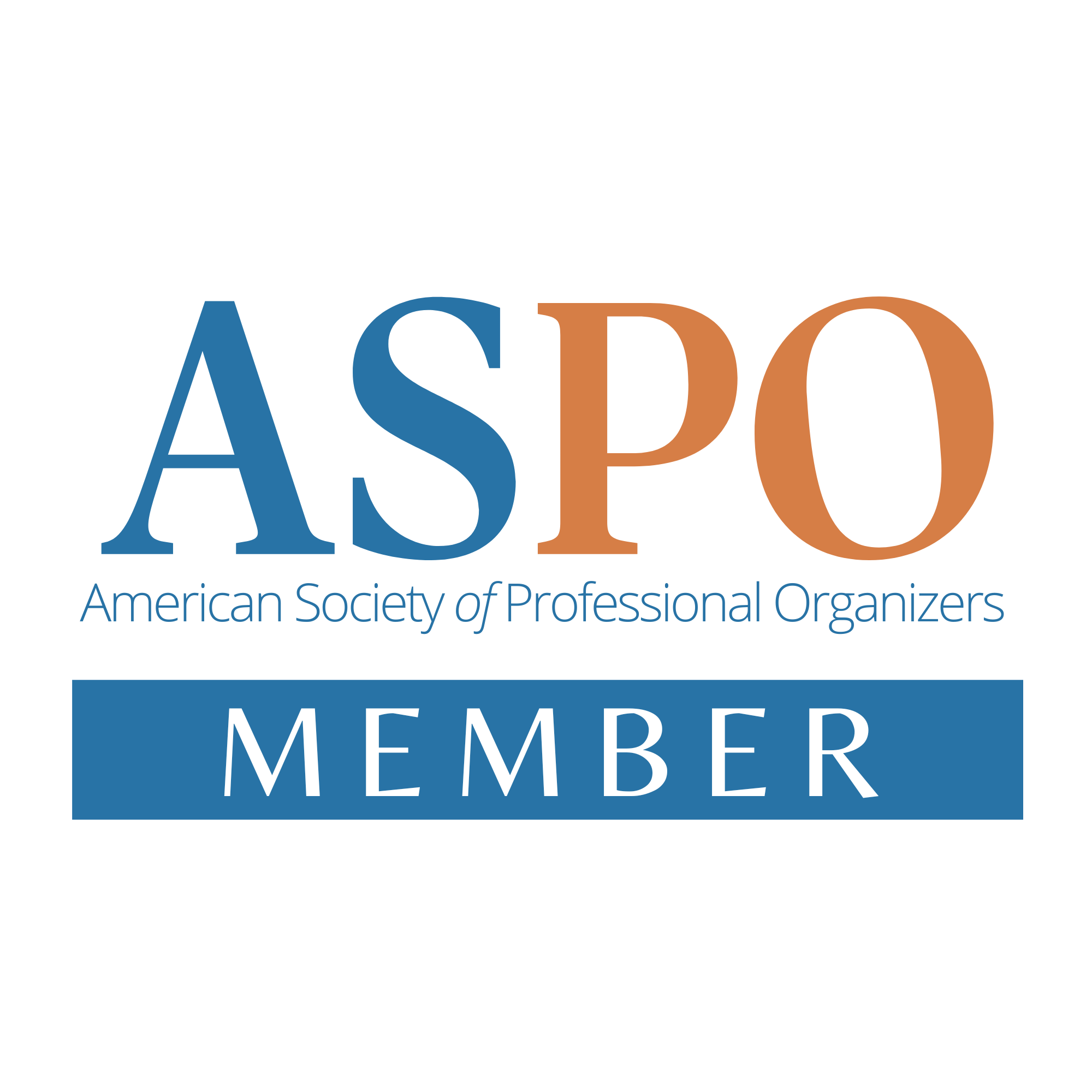 Logo of the American Society of Professional Organizers with the words 'MEMBER' in large letters.