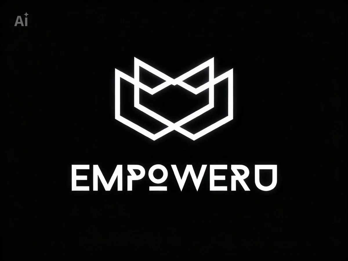 Black background with a white geometric logo and the word 'EMPOWERO' written below it.