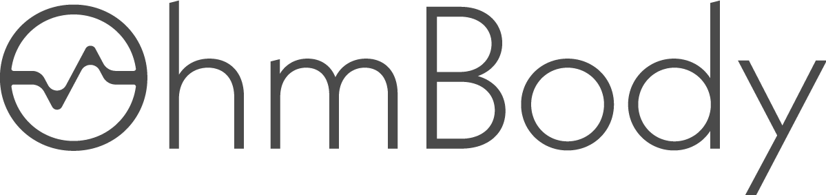 The image features the logo of ohmBody, a health or wellness brand. The logo includes a circular icon with a stylized wave or heartbeat line inside, next to the word "ohmBody" in a modern font.