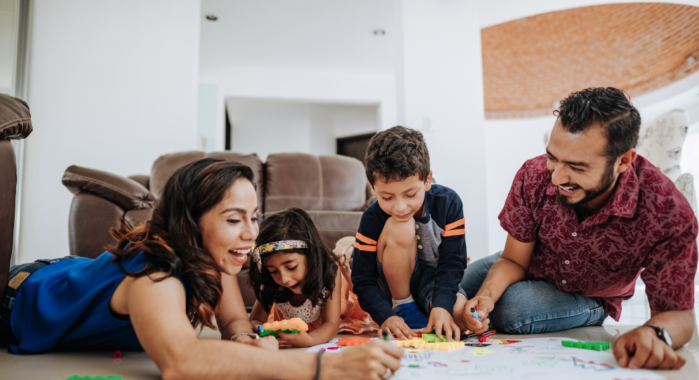 family coloring together