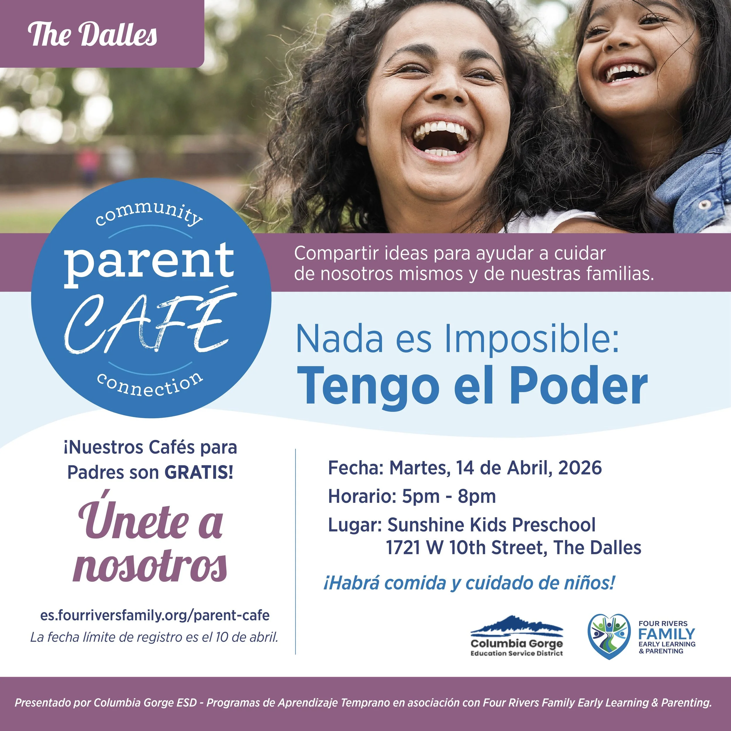 spanish: Parent Cafe "Nothing is impossible" advertisement