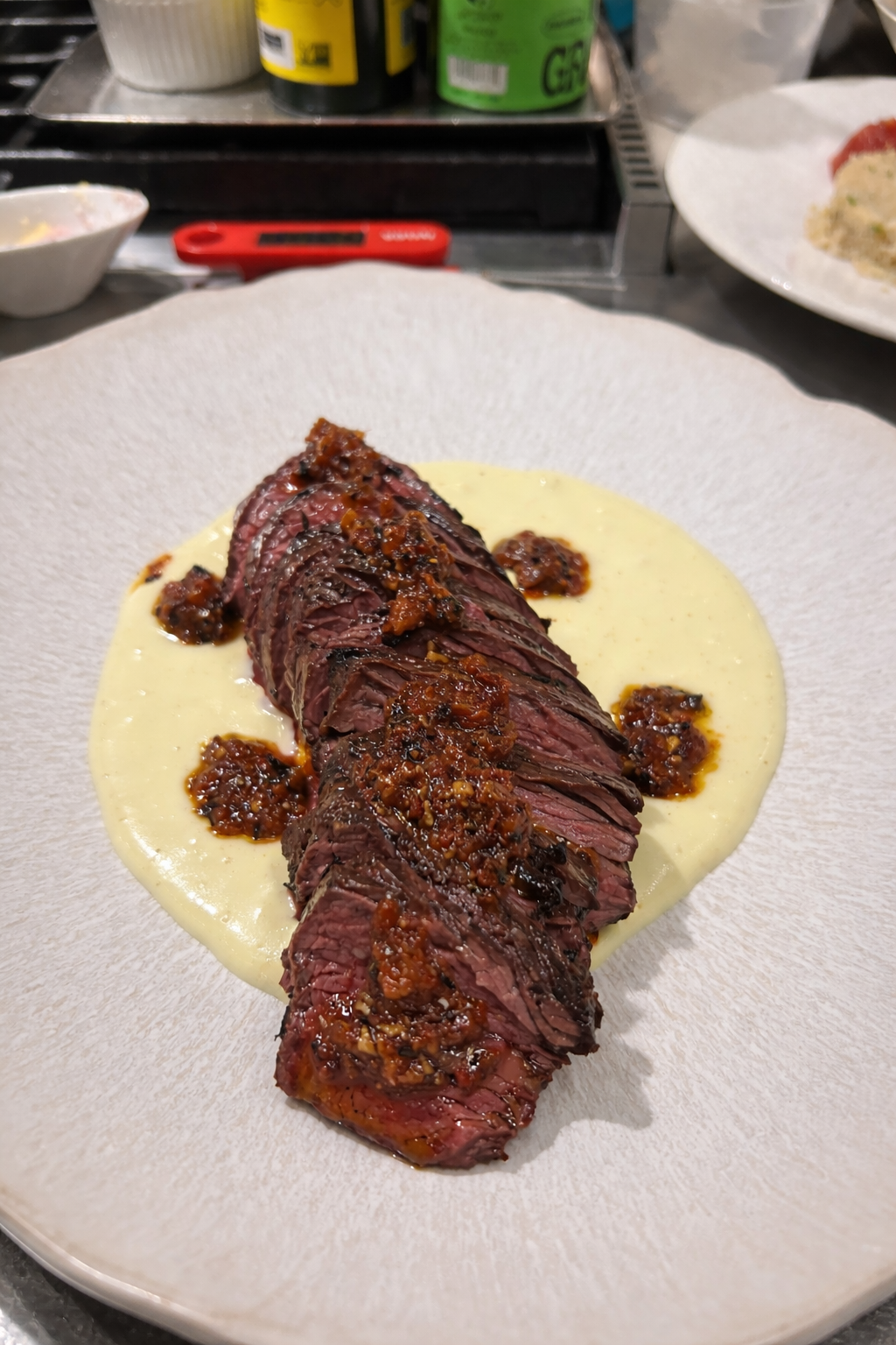 Hanger Steak with Ajo Blanco and Sun-dried Tomato Marmalade