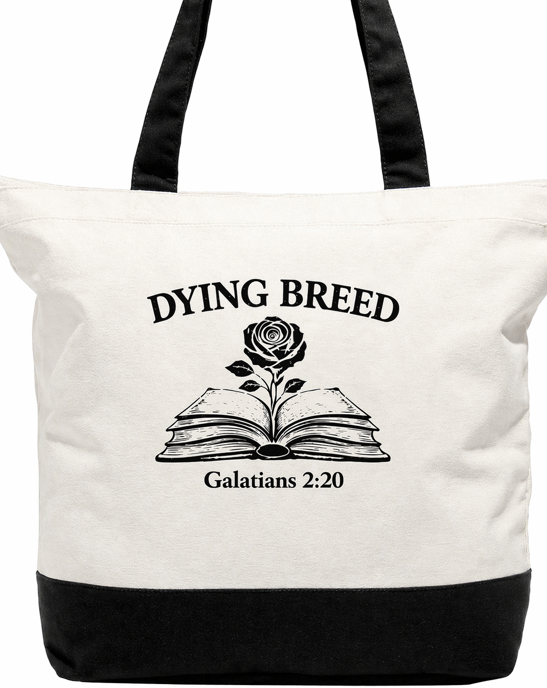 Large Dying Breed Tote- Black + White