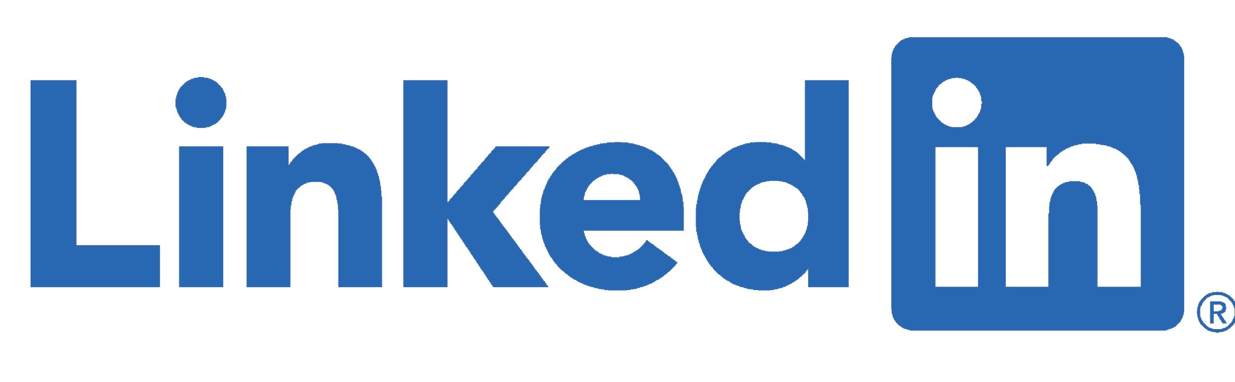 LinkedIn logo in blue with the word 'LinkedIn'