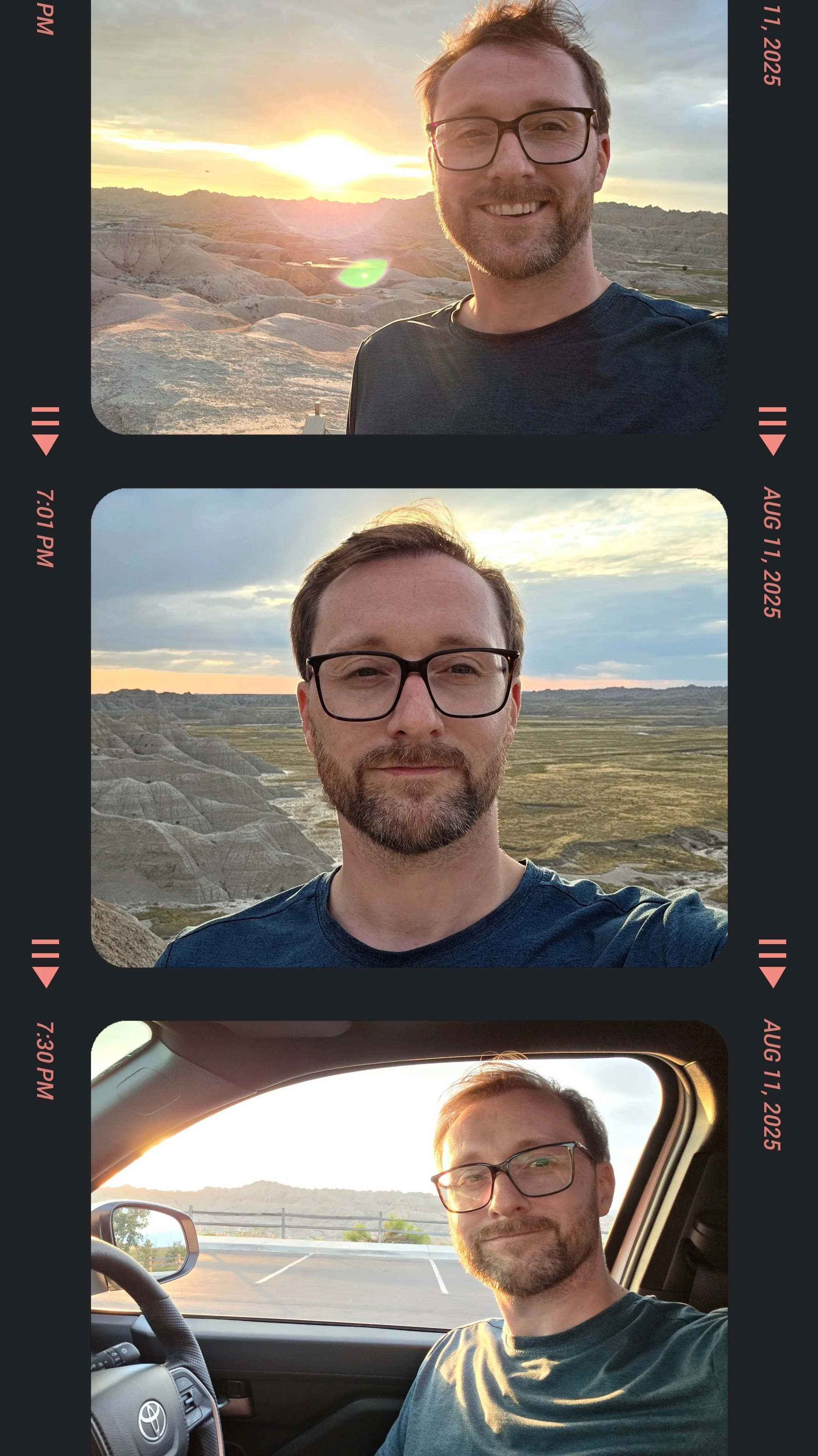 collage of life coach Matthew Creamer - Solo Travel - Badlands