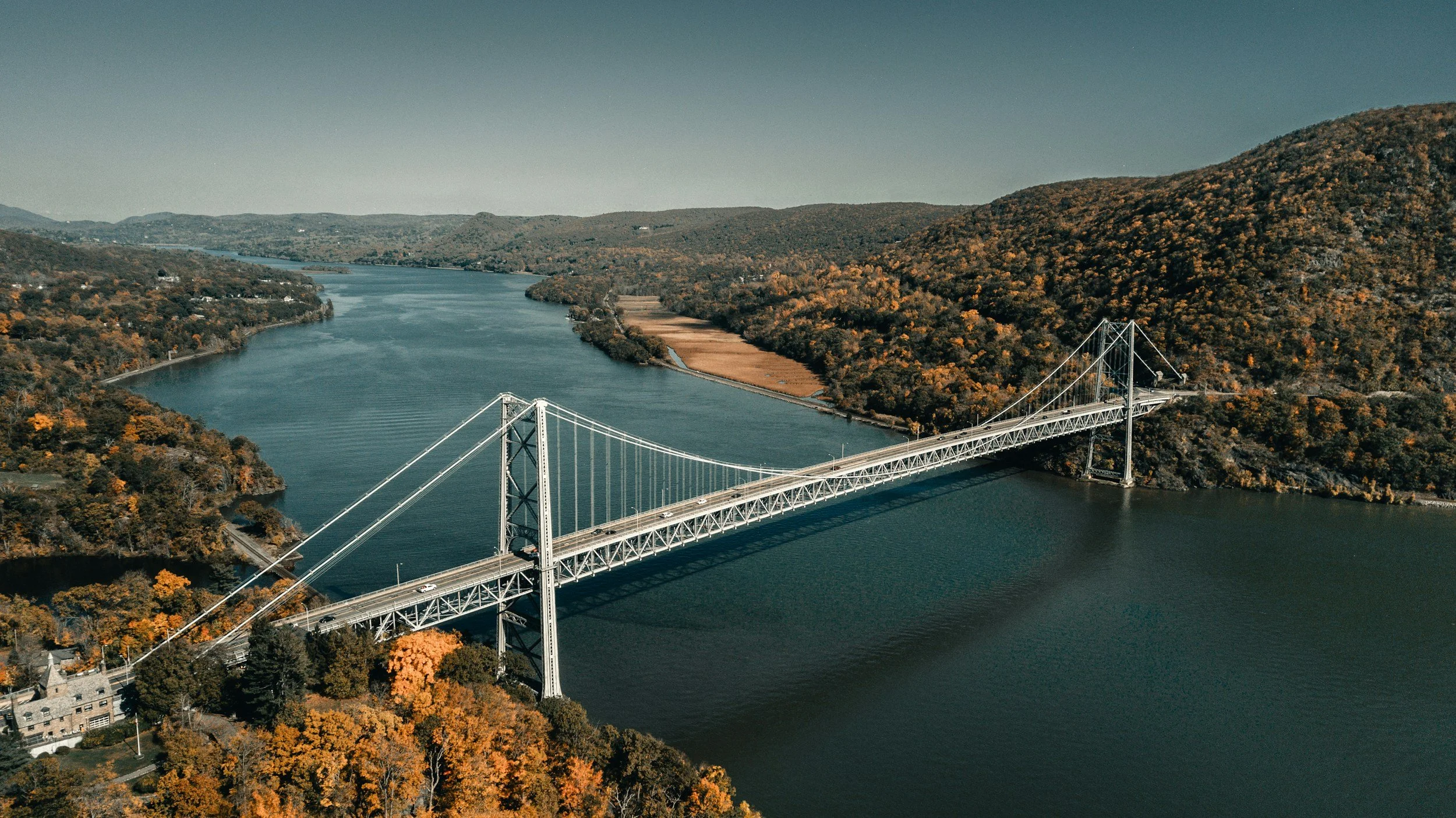 Rip Van Winkle Bridge in the Hudson Valley. From Catskill to Hudson