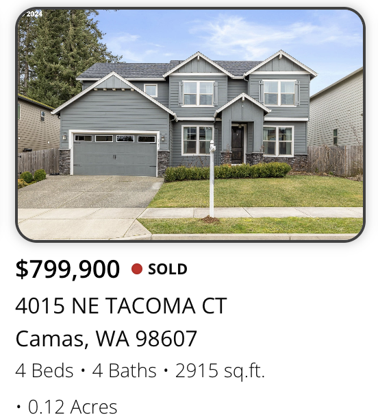 Photo of a modern two-story house with blue siding, a gray roof, and a two-car garage, situated on a small lawn with a sidewalk and a street in front.