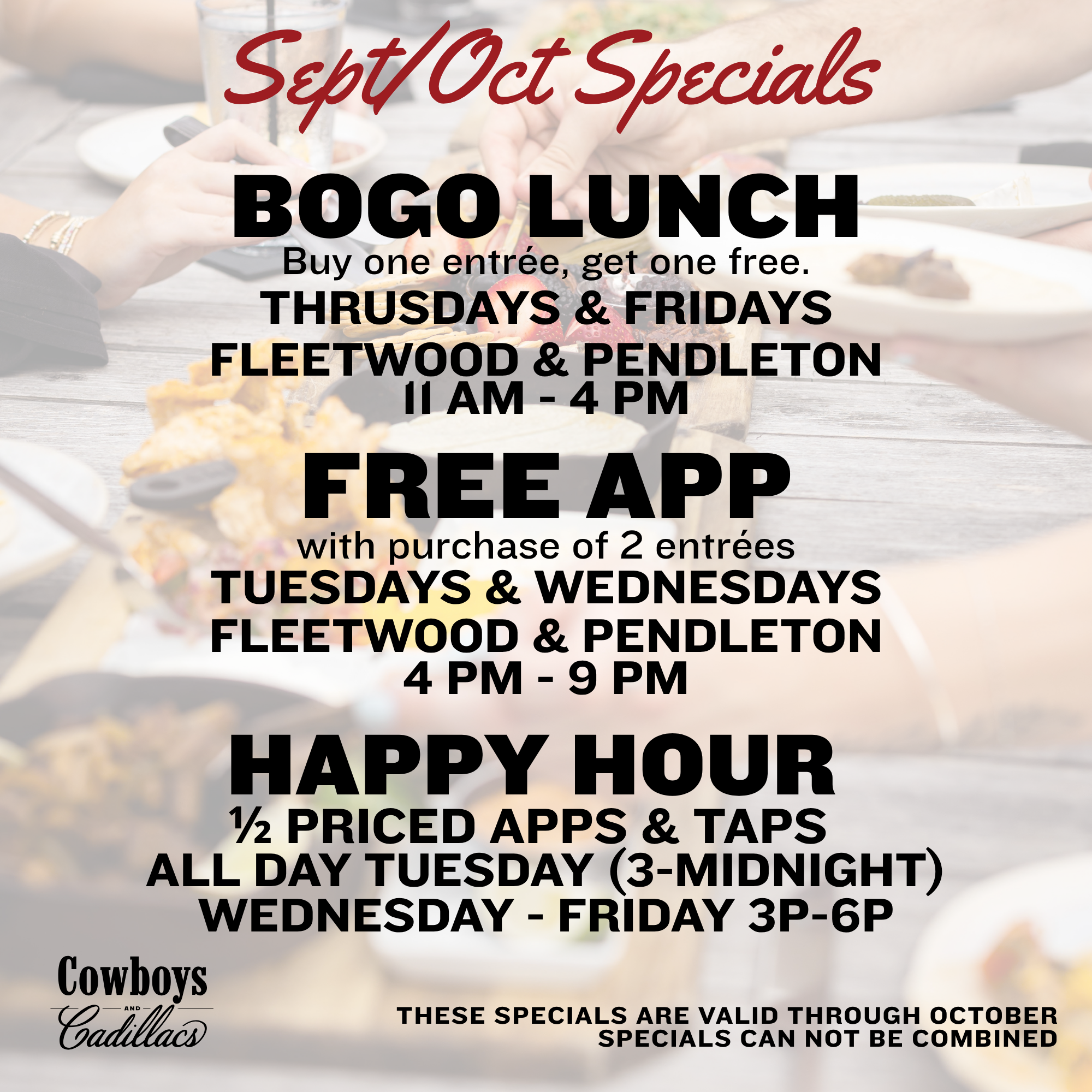 Cowboys and Cadillacs September & October Specials