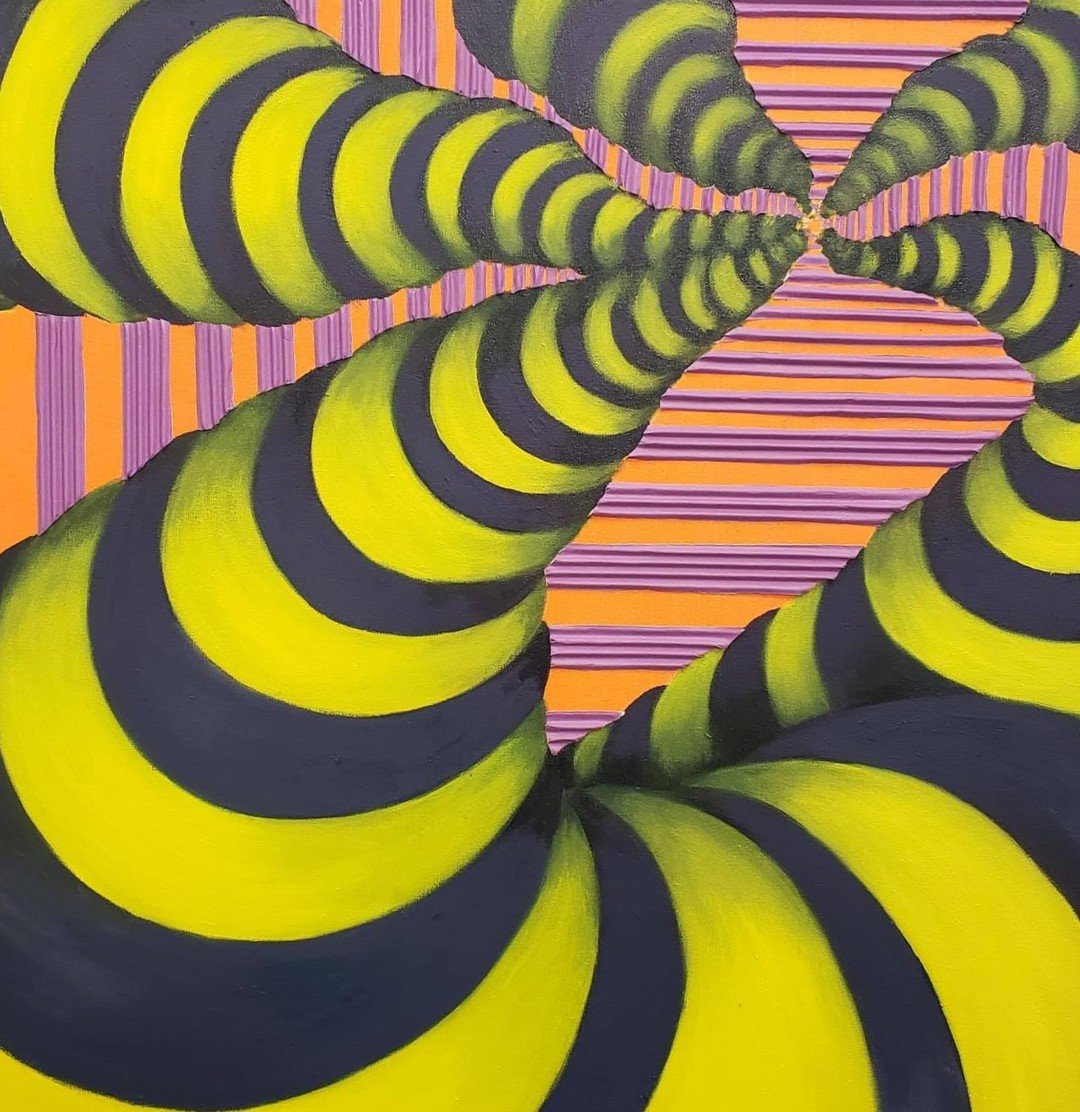 Corrugated 
Oil paint and corrugated cardboard on canvas