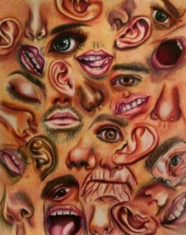 Features 
Colored pencil on paper