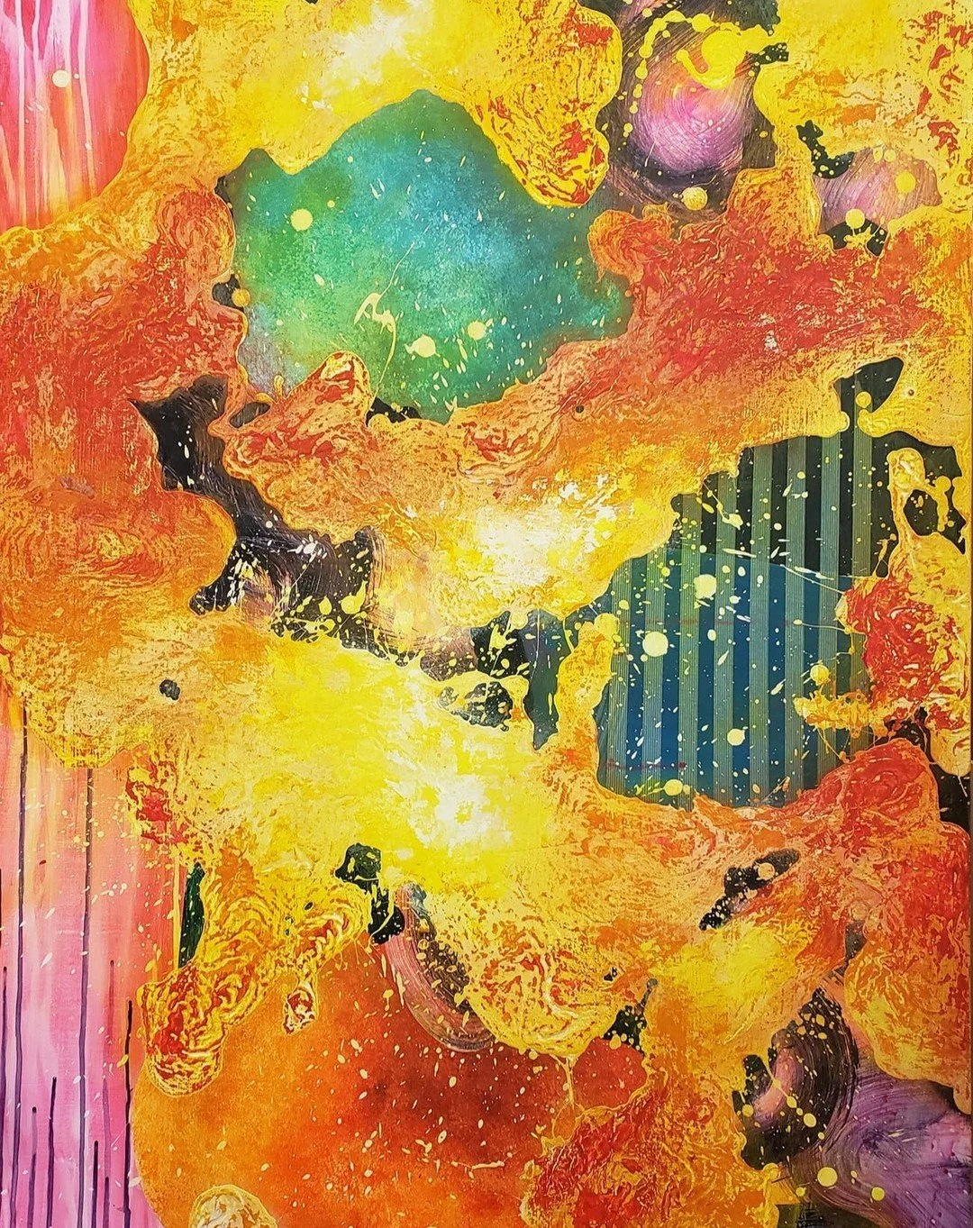 Lava
Oil paint, gesso, and washi tape on board