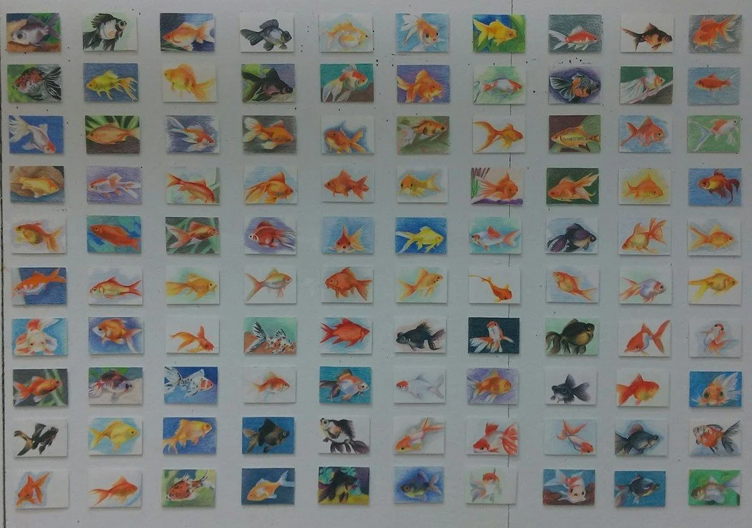 100 Goldfish (Goldfish Are Not Disposable)
Colored pencil on paper