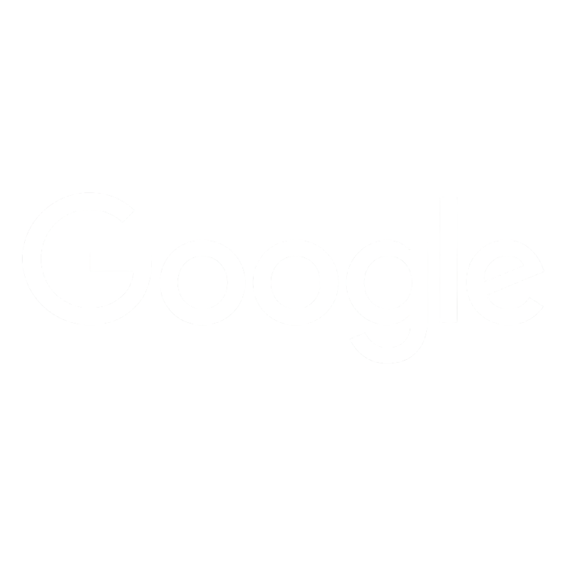 Google logo with white text on a black background.