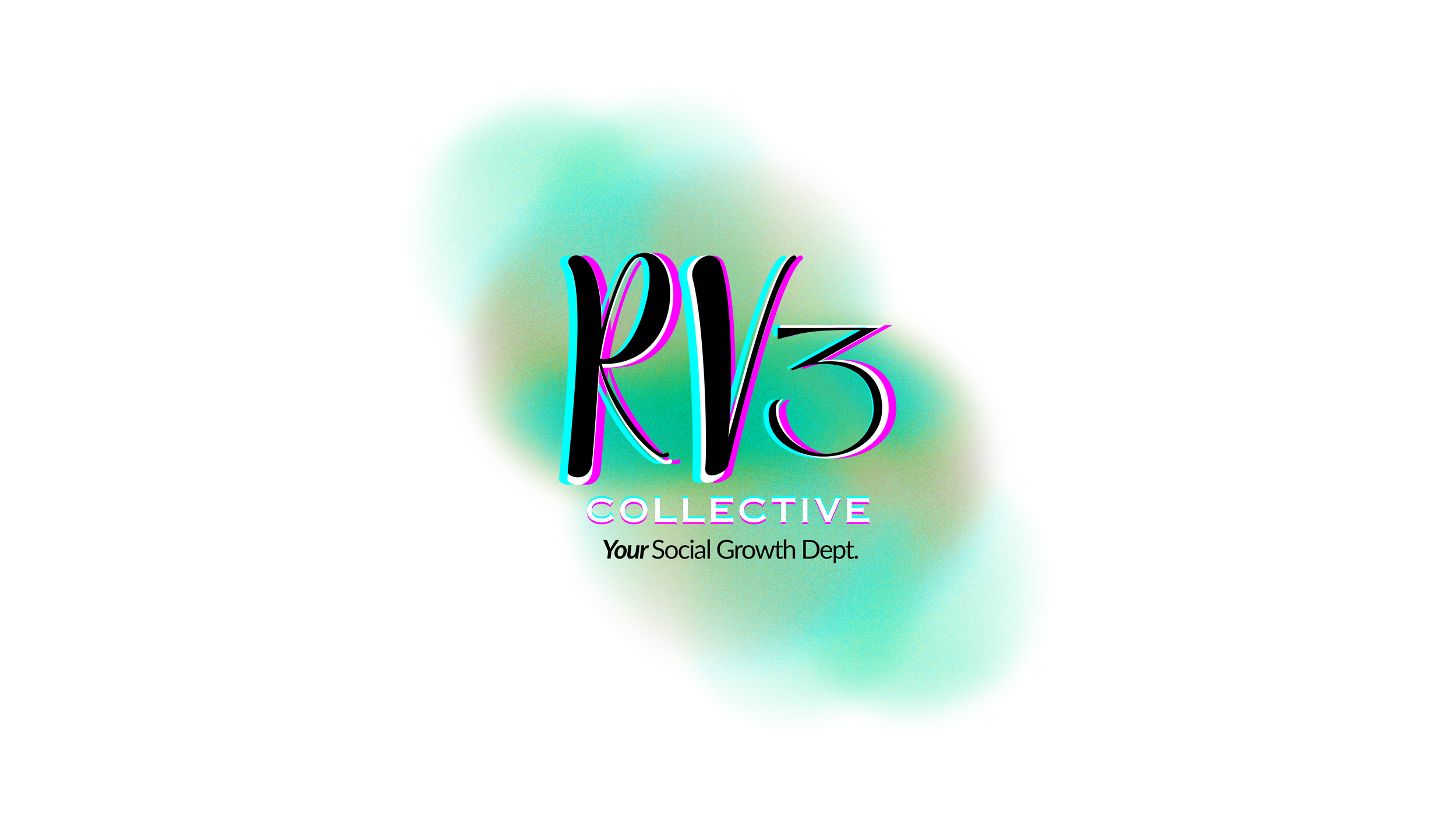 Logo of RV3 Collective featuring colorful overlapping circles and stylized text with the tagline "Your Social Growth Dept."