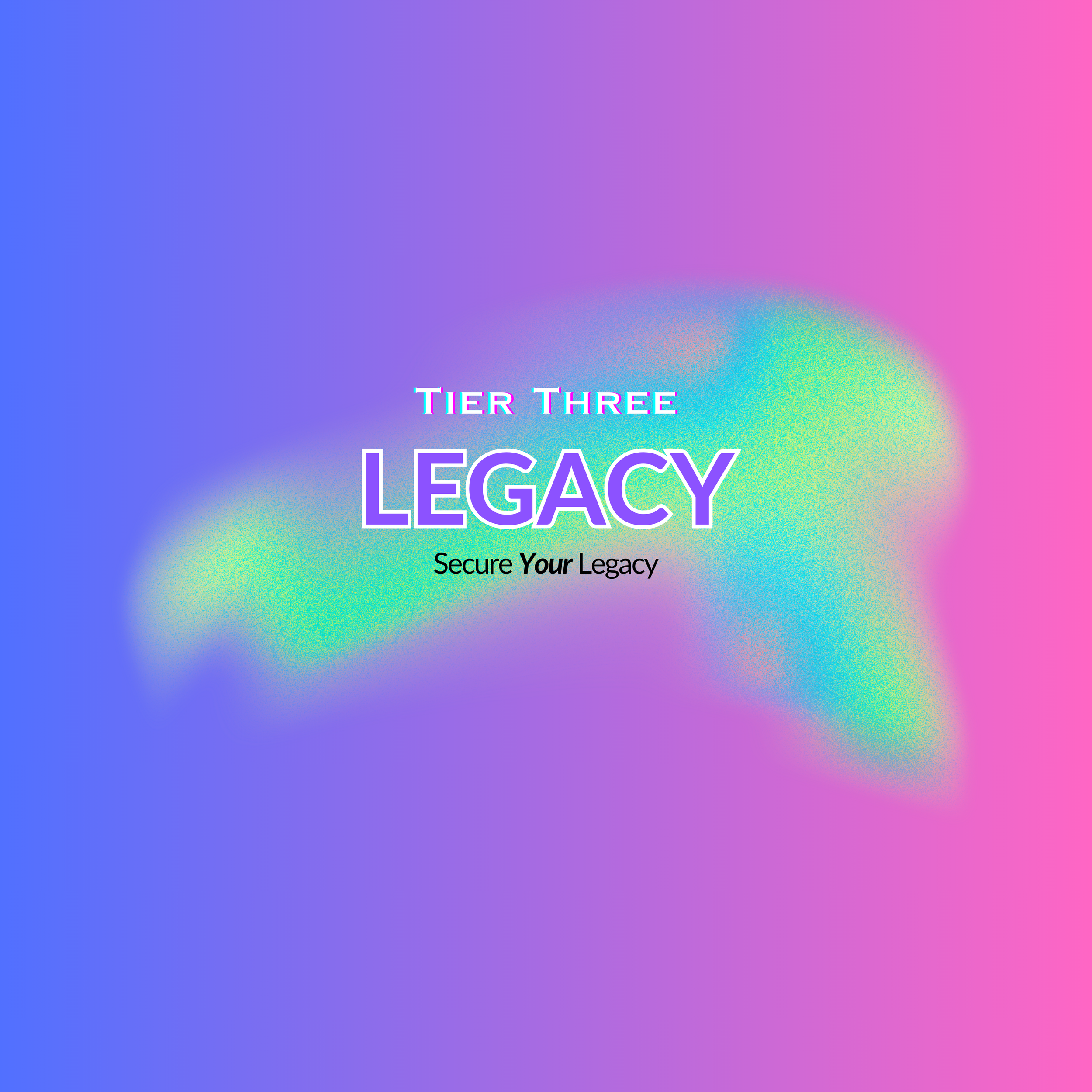 Image of Tier Three Legacy service featuring a colorful design and stylized text with the tagline "Secure Your Legacy"