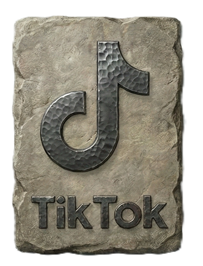 A stone plaque with the TikTok logo and text.